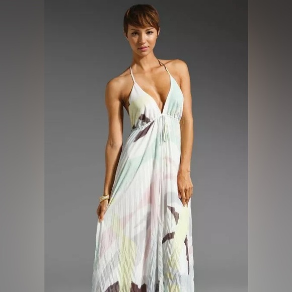 Alice & Olivia Adalyn Keyhole Dress Color:Brush Stroke Size XS - Picture 3 of 7